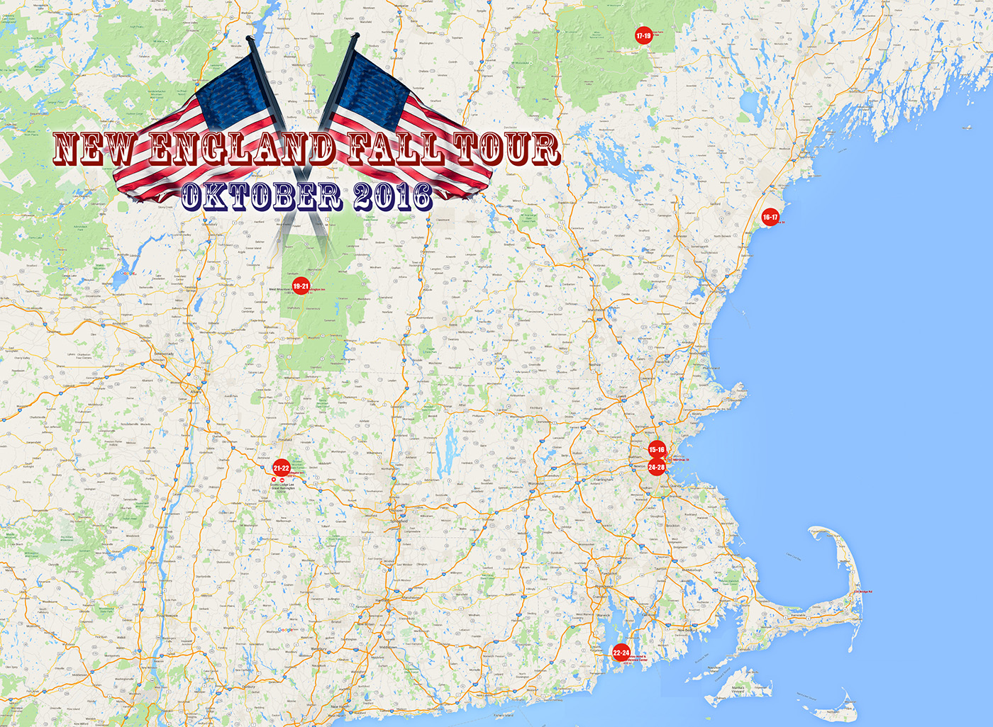 Rejseplan, New England