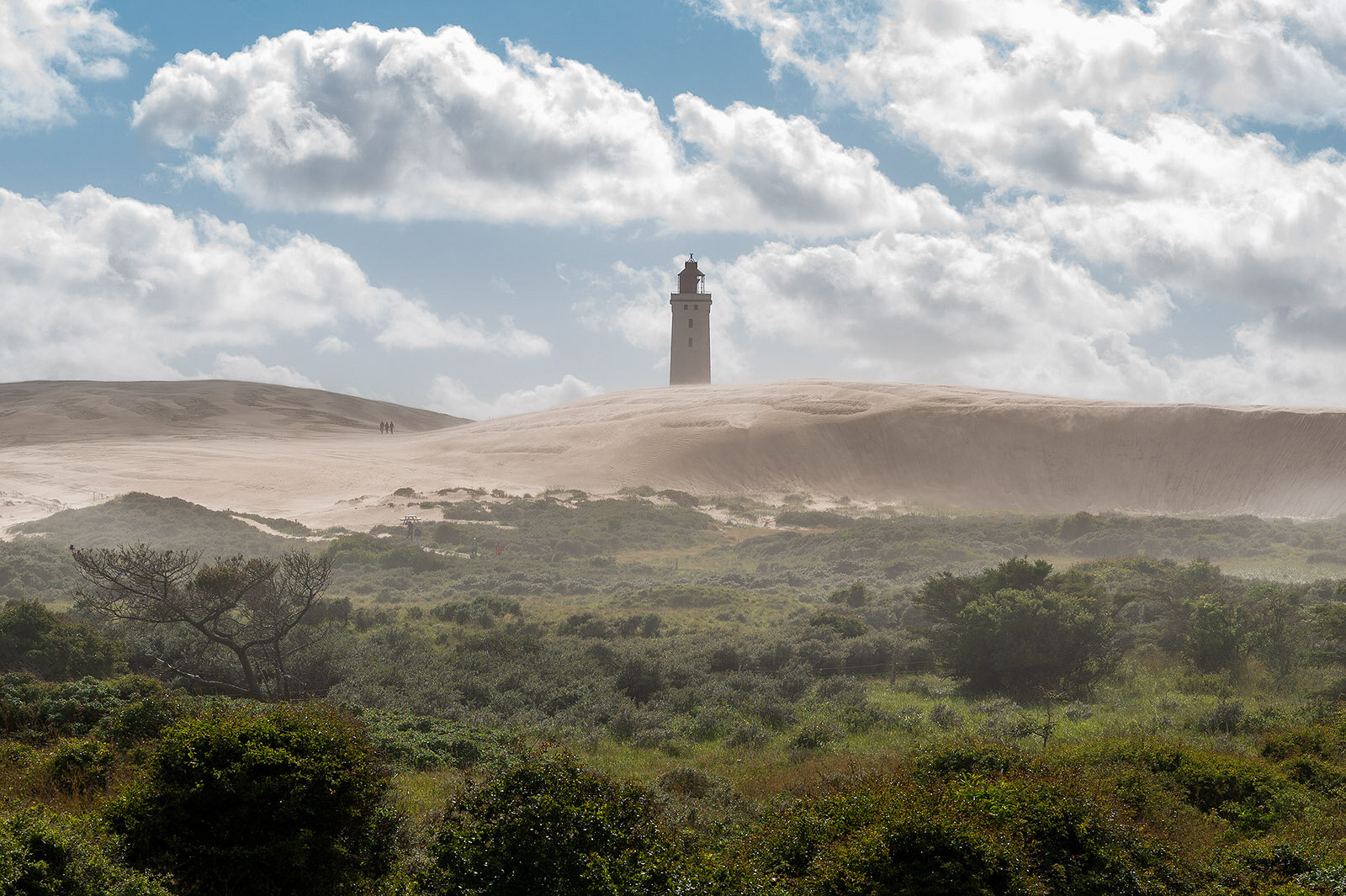 Kraftig sandfygning ved Rubjerg Knude Fyr